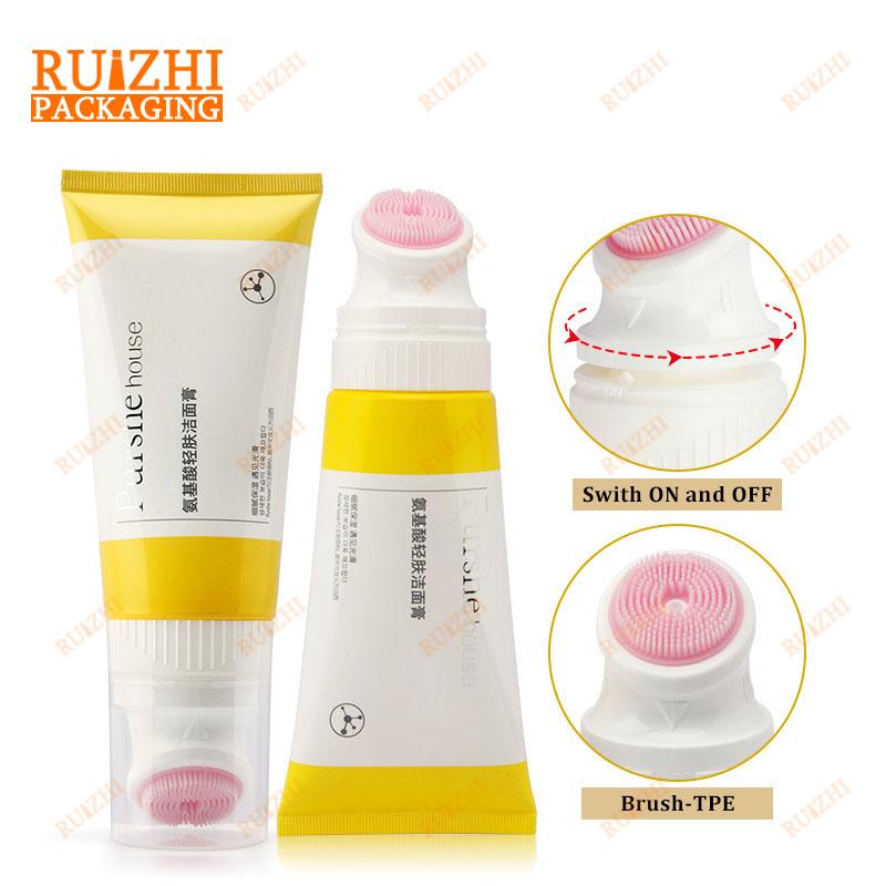 Facial cleansing foam brush tube